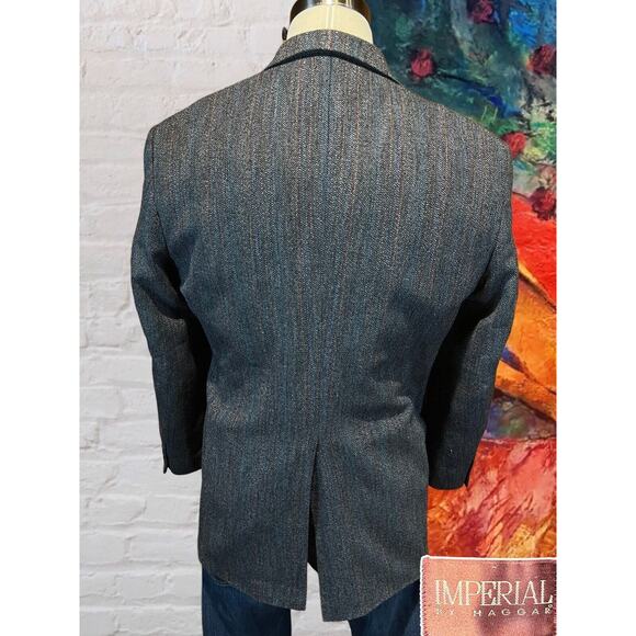 Vintage Haggar 44R Gray Multi-Color Herringbone Tweed Blazer Sport Coat Jacket - Picture 6 of 14